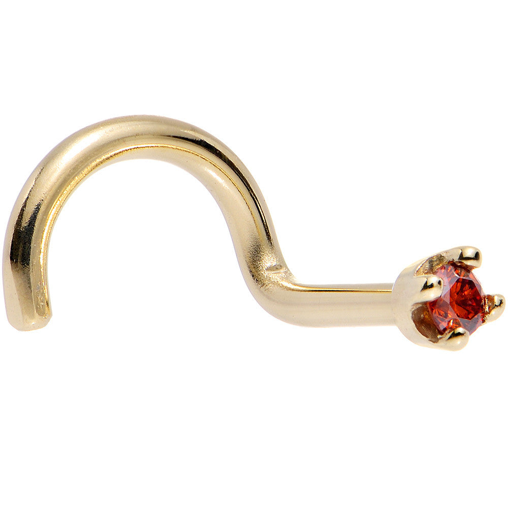 14k Yellow Gold 2mm Lab Grown Red Diamond Nose Ring