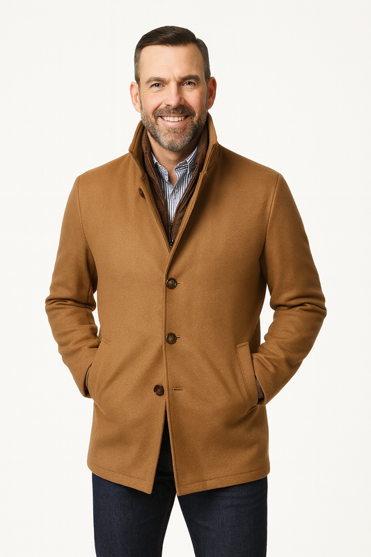 Wool-Blend Car Coat - CAMEL
