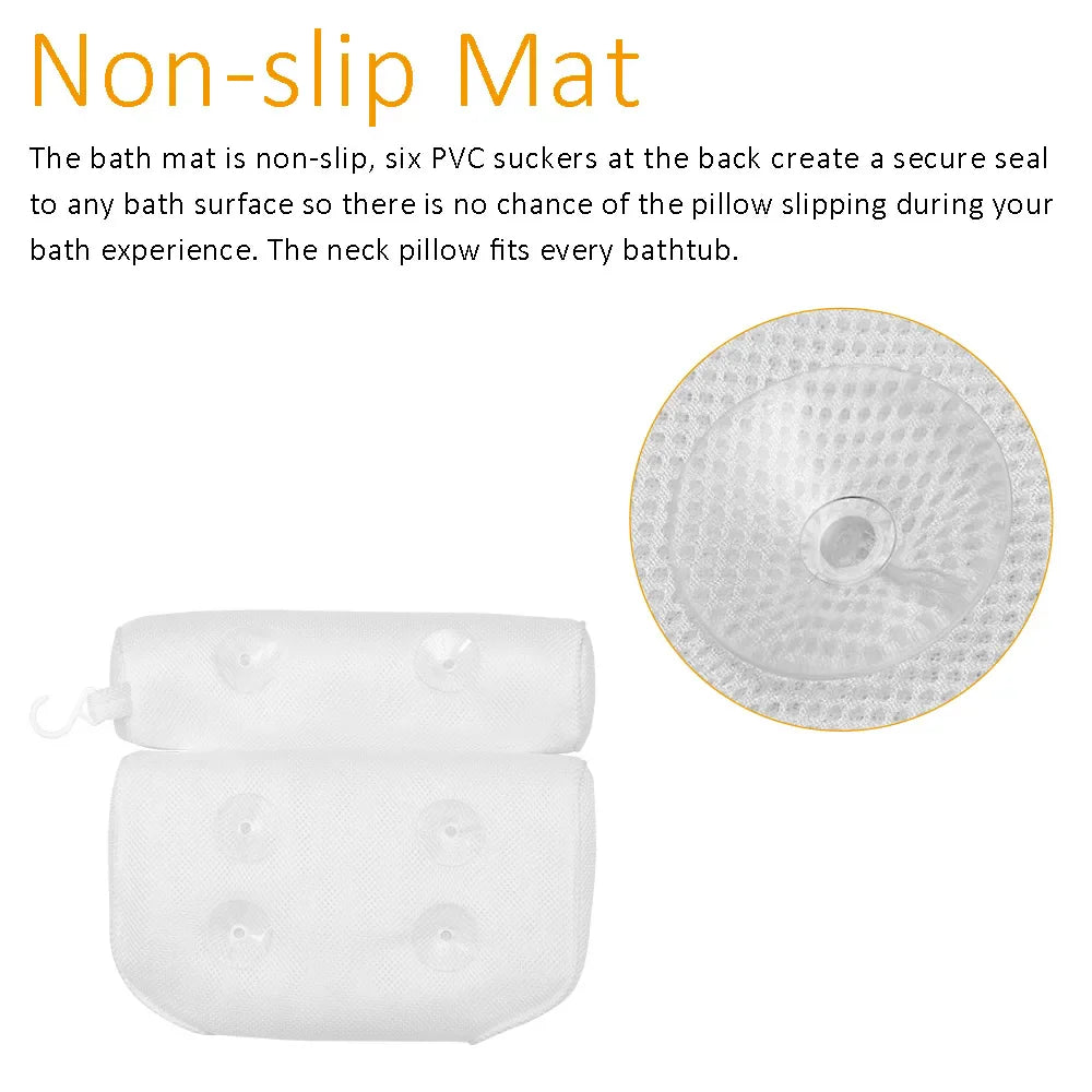 3D Mesh Bath Pillow Soft Waterproof SPA Headrest Bathtub Pillow
