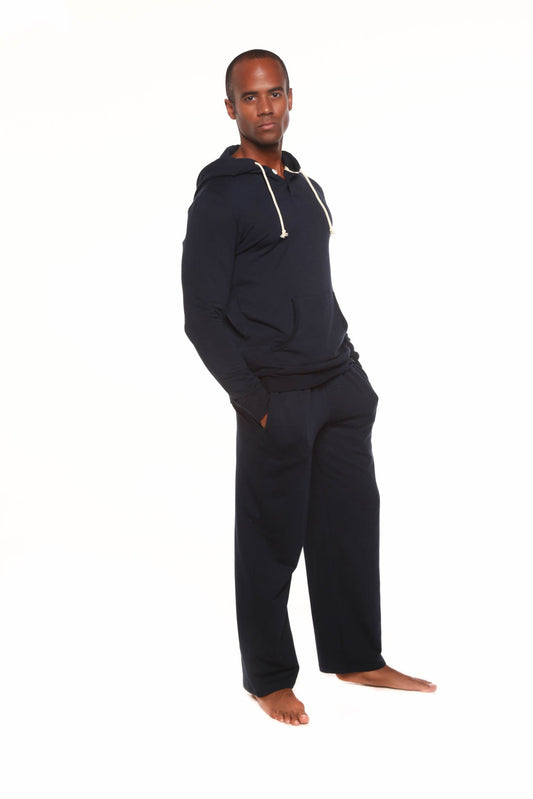 Men's Henley Bamboo Viscose Fleece Hoodie + Fleece Pants