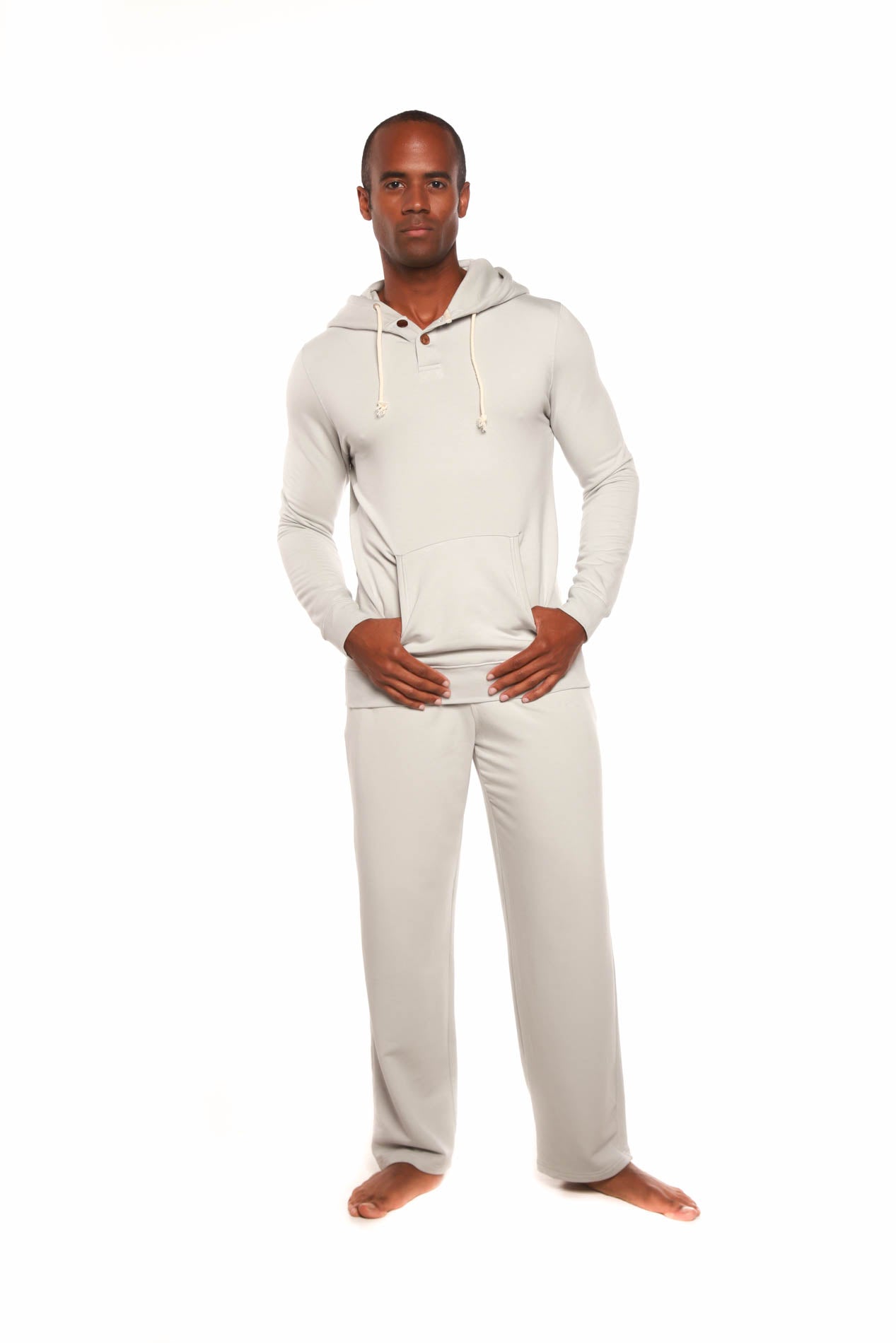 Men's Henley Bamboo Viscose Fleece Hoodie + Fleece Pants