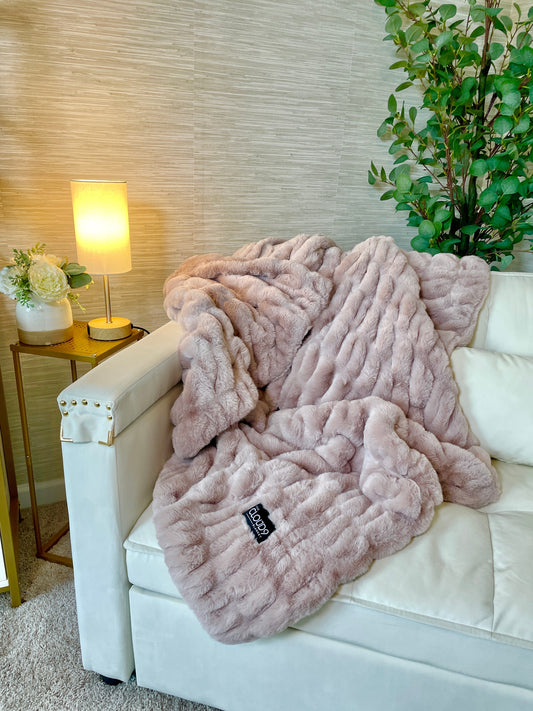 Blush Faux Fur Blanket - Large: 60"x72"