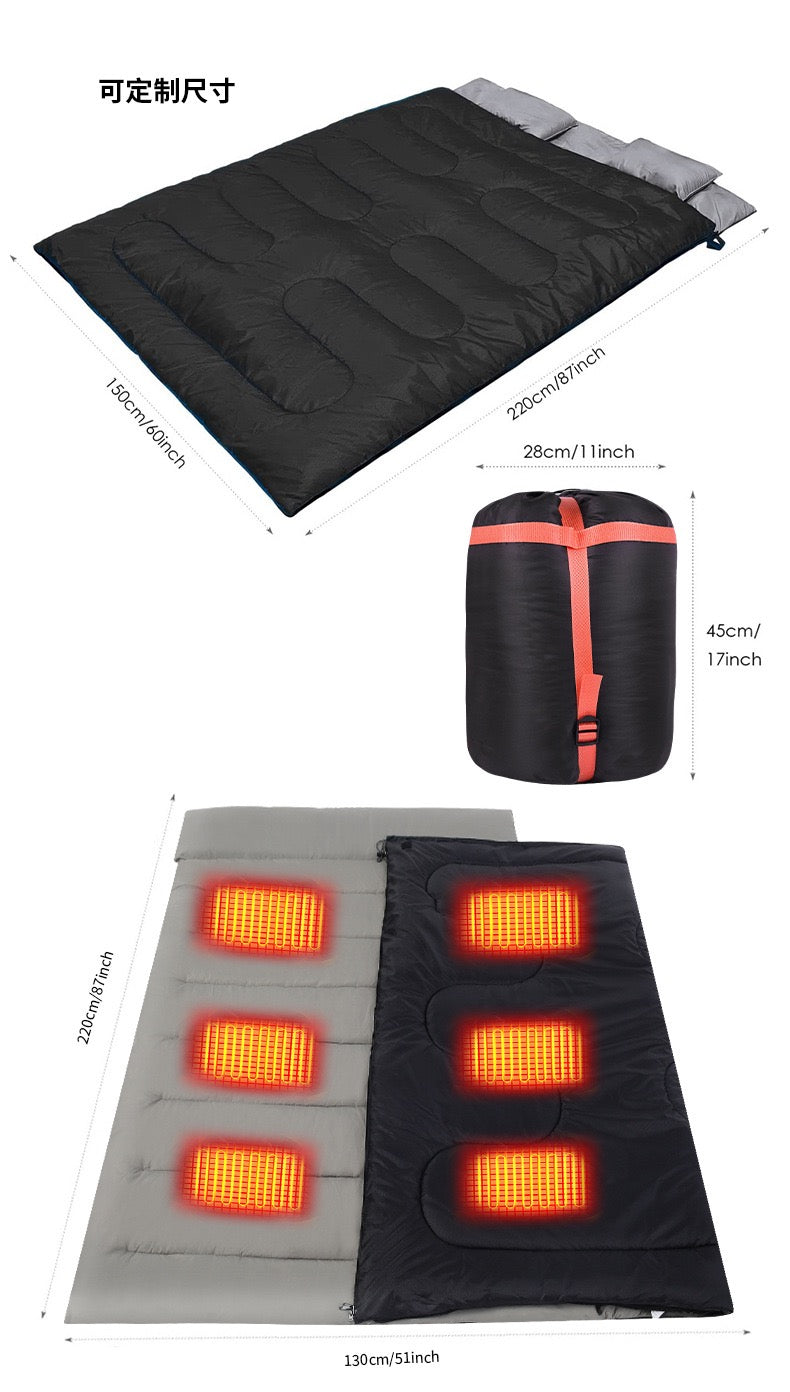 LITEGUEST Heated Double Sleeping Bag – USB-Powered for Cold-Weather Camping