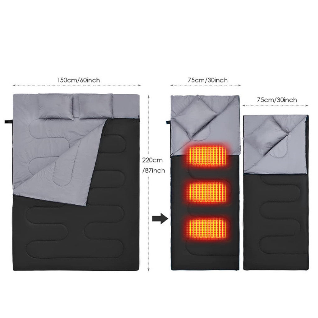 LITEGUEST Heated Double Sleeping Bag – USB-Powered for Cold-Weather Camping