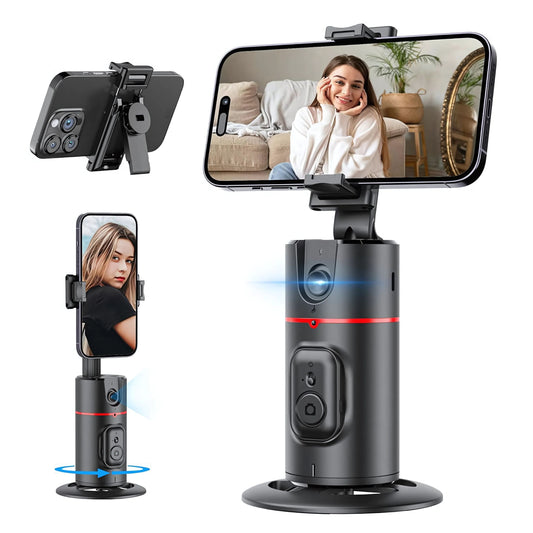 Auto Face Tracking Tripod with Fill Lights, No App Required, 360¡ Rotation Body Phone