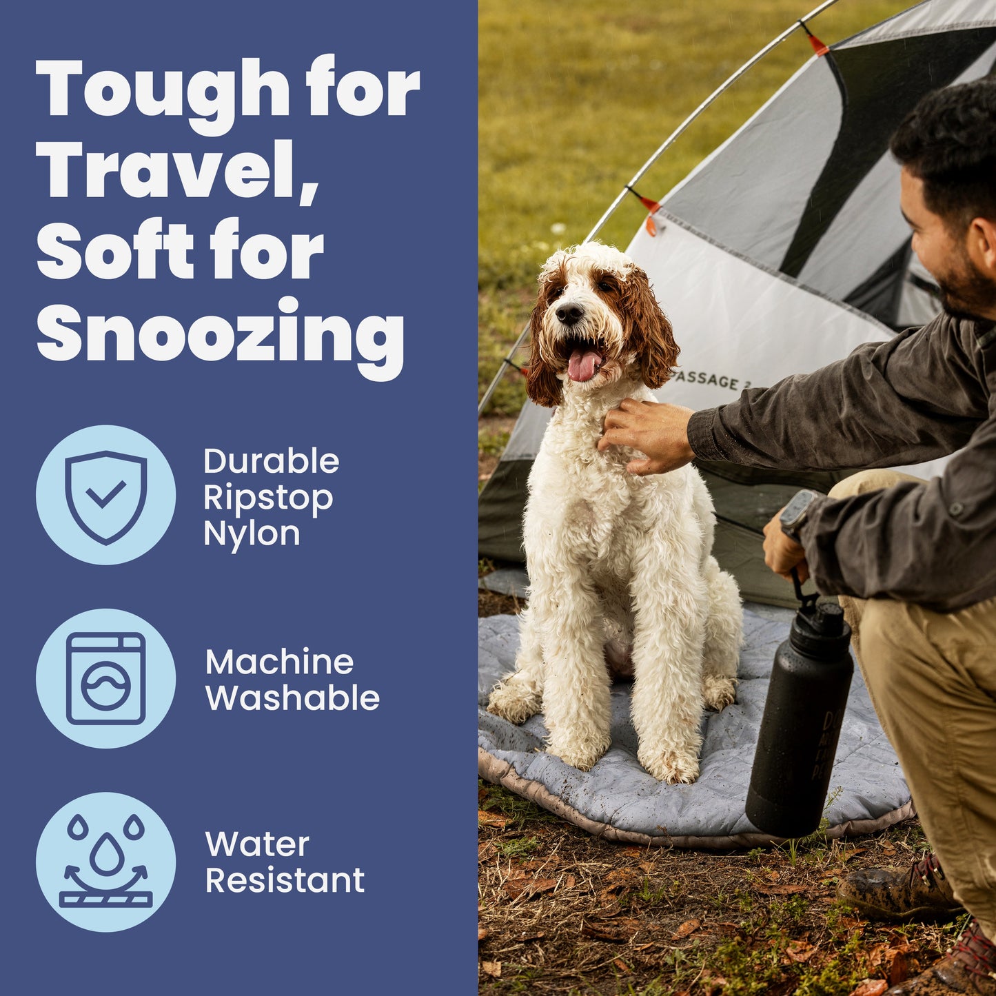 Travel Dog Bed – Foldable, Lightweight, Water Resistant Mat