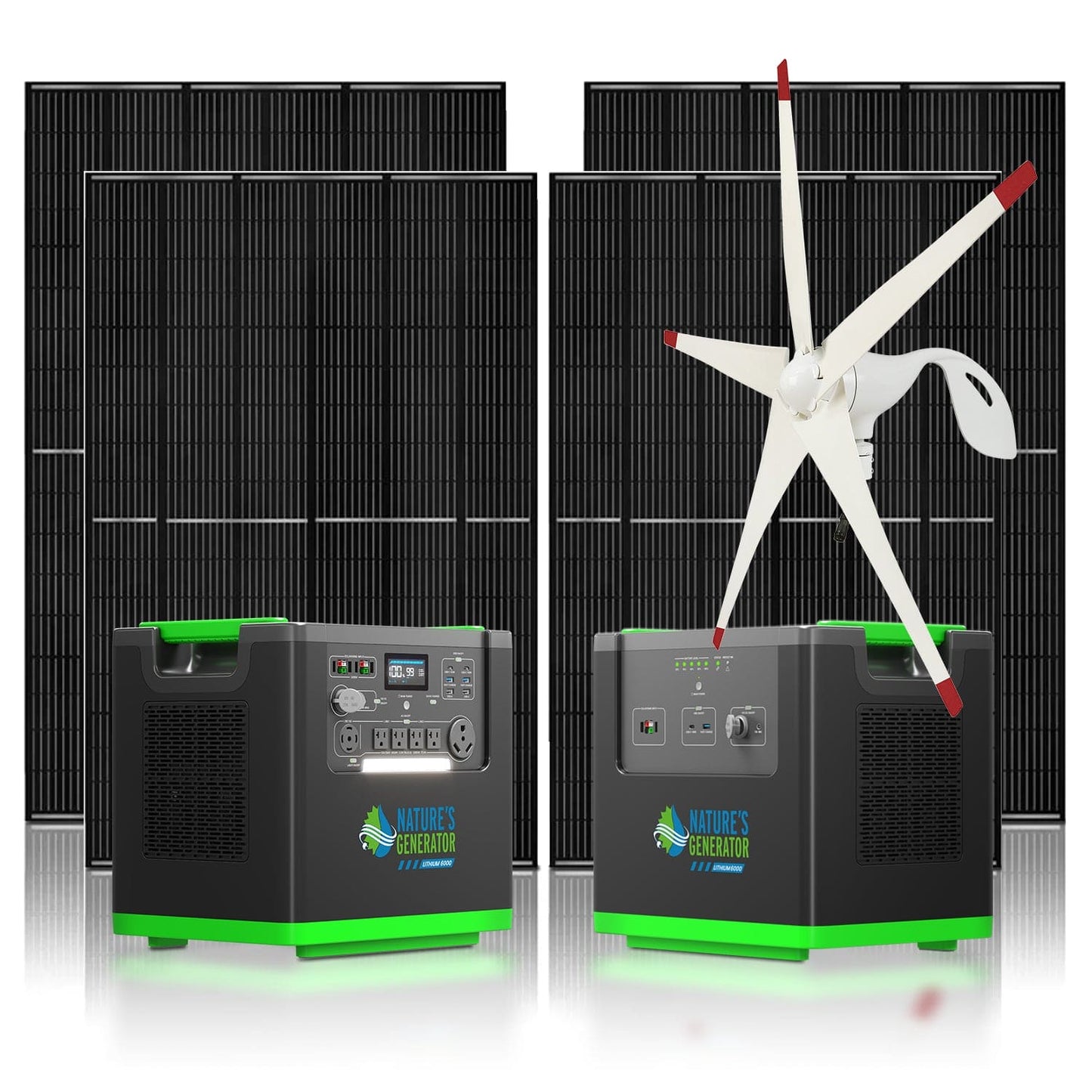 Nature's Generator Lithium 6000 with Solar Panels and Wind Turbine