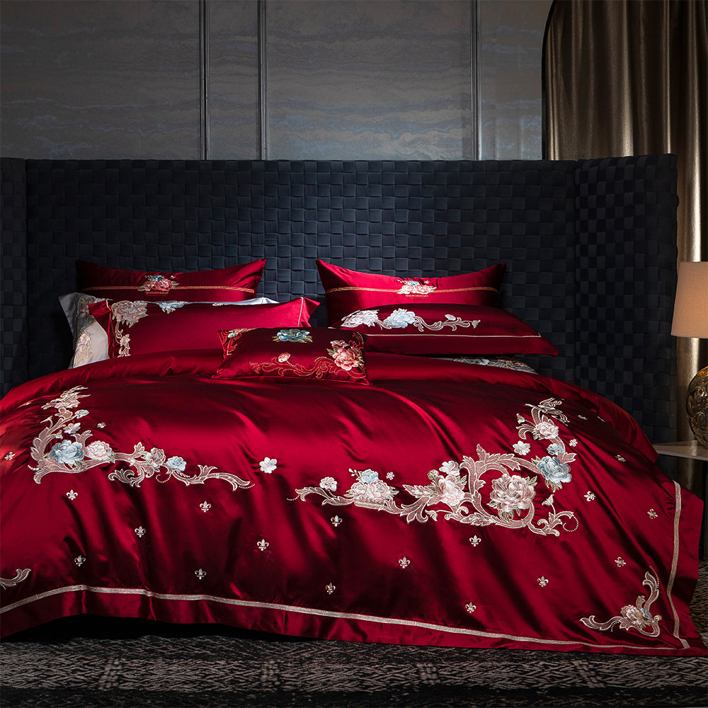 Luxury Royal 140s Cotton-Silk Embroidered Bedding Set | 3CARATS