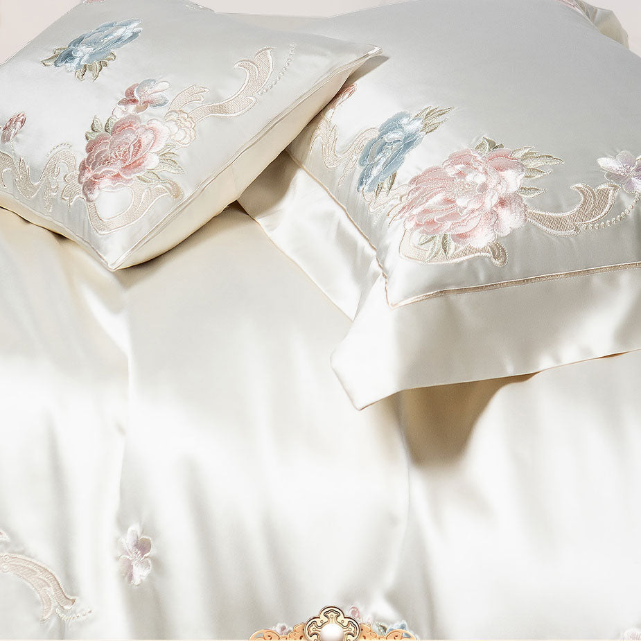 Luxury Royal 140s Cotton-Silk Embroidered Bedding Set | 3CARATS