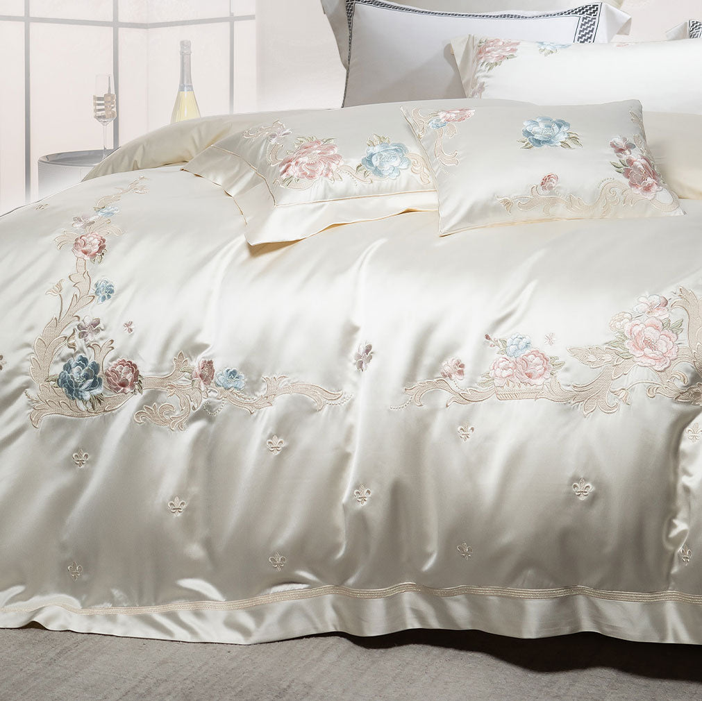 Luxury Royal 140s Cotton-Silk Embroidered Bedding Set | 3CARATS