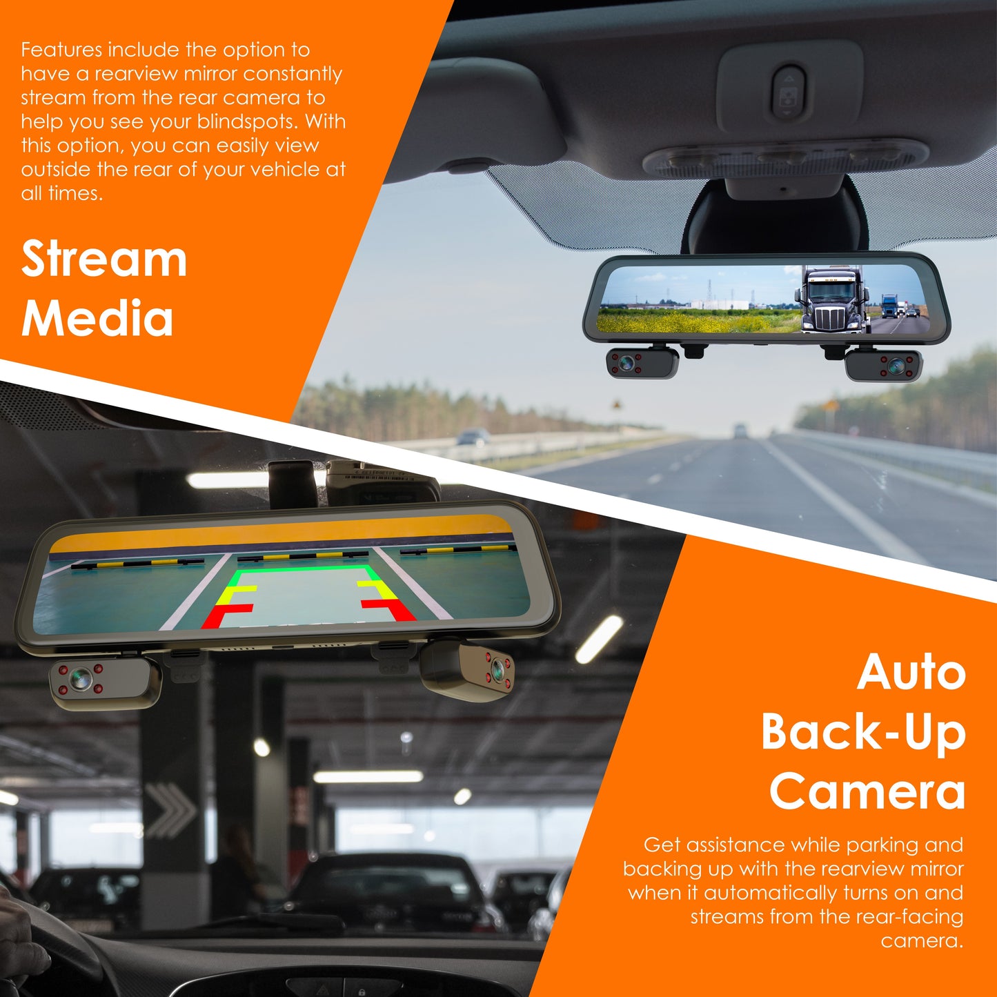 Rexing M4 4-CHANNEL MIRROR DASH CAM 12” Touch Screen Mirror