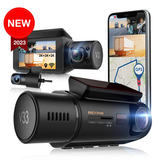 Rexing V33 3 Channel 1440p+1440p+1440p Front, Cabin and Rear Camera Dashcam