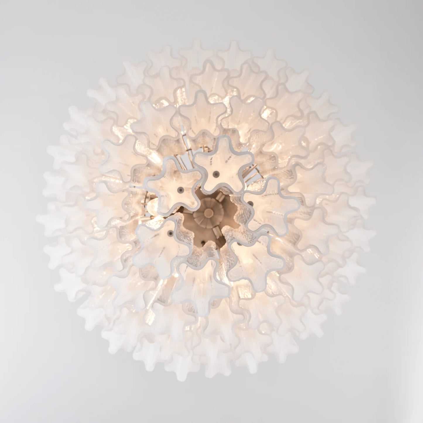 Murano White Glass Tubes Chandelier
