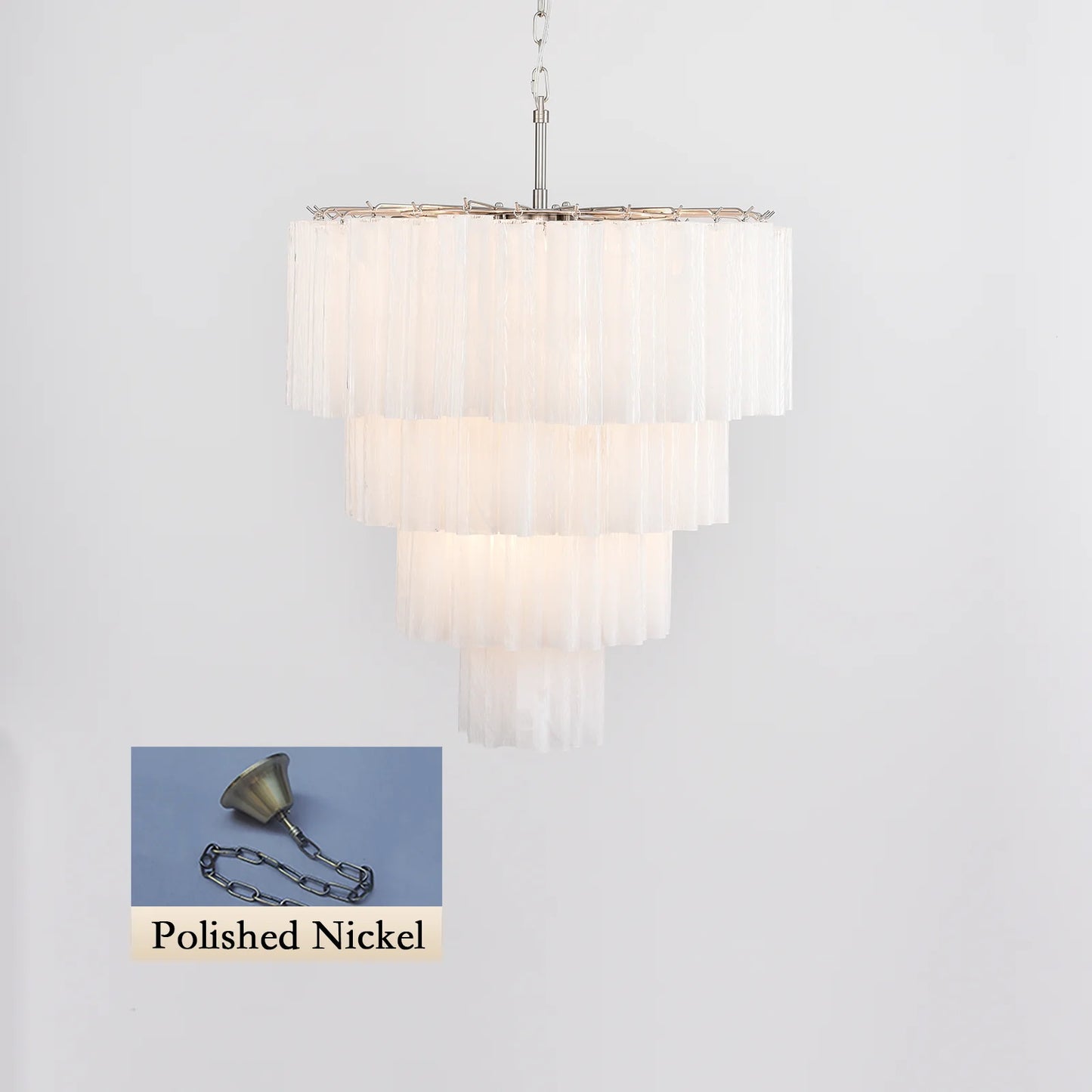 Murano White Glass Tubes Chandelier