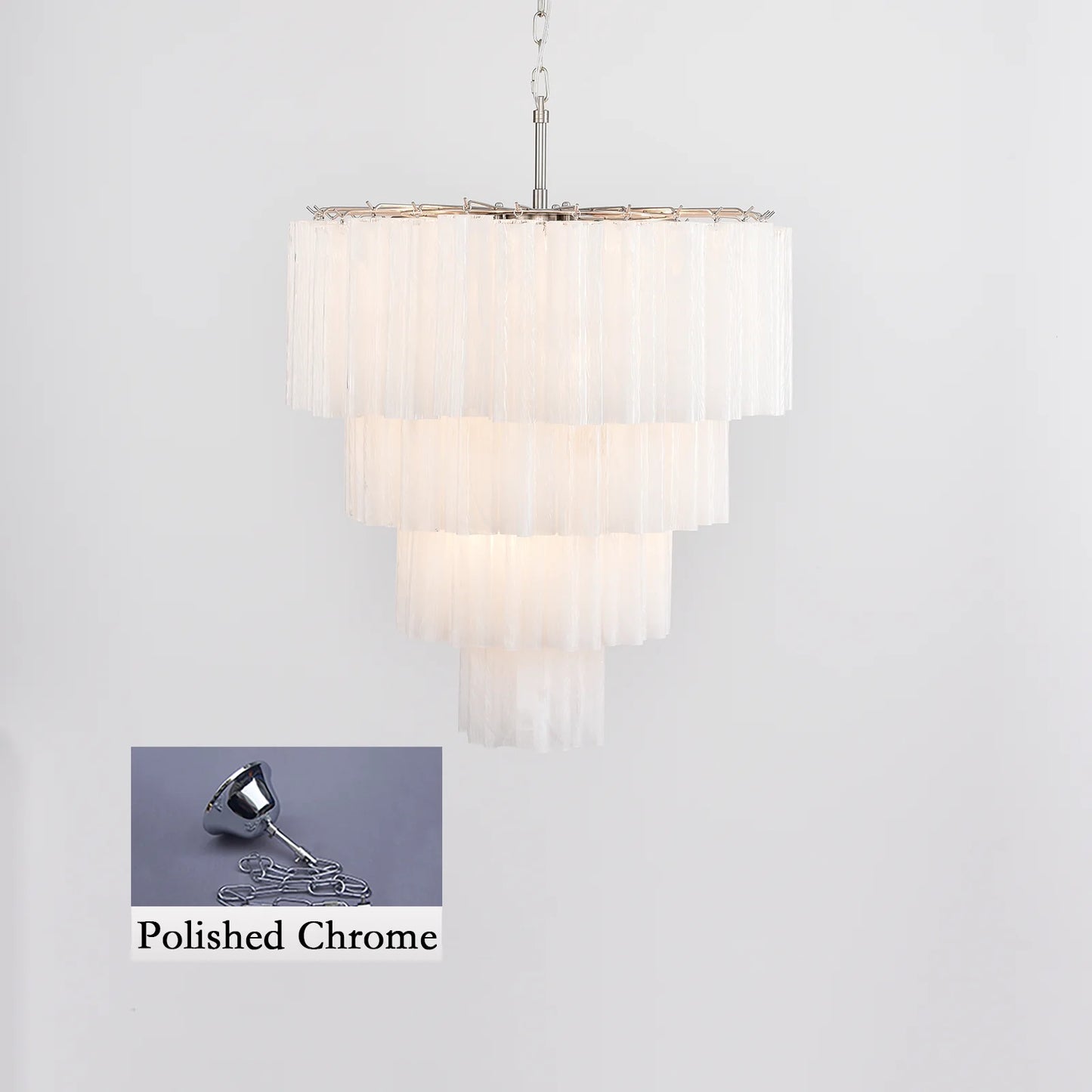 Murano White Glass Tubes Chandelier