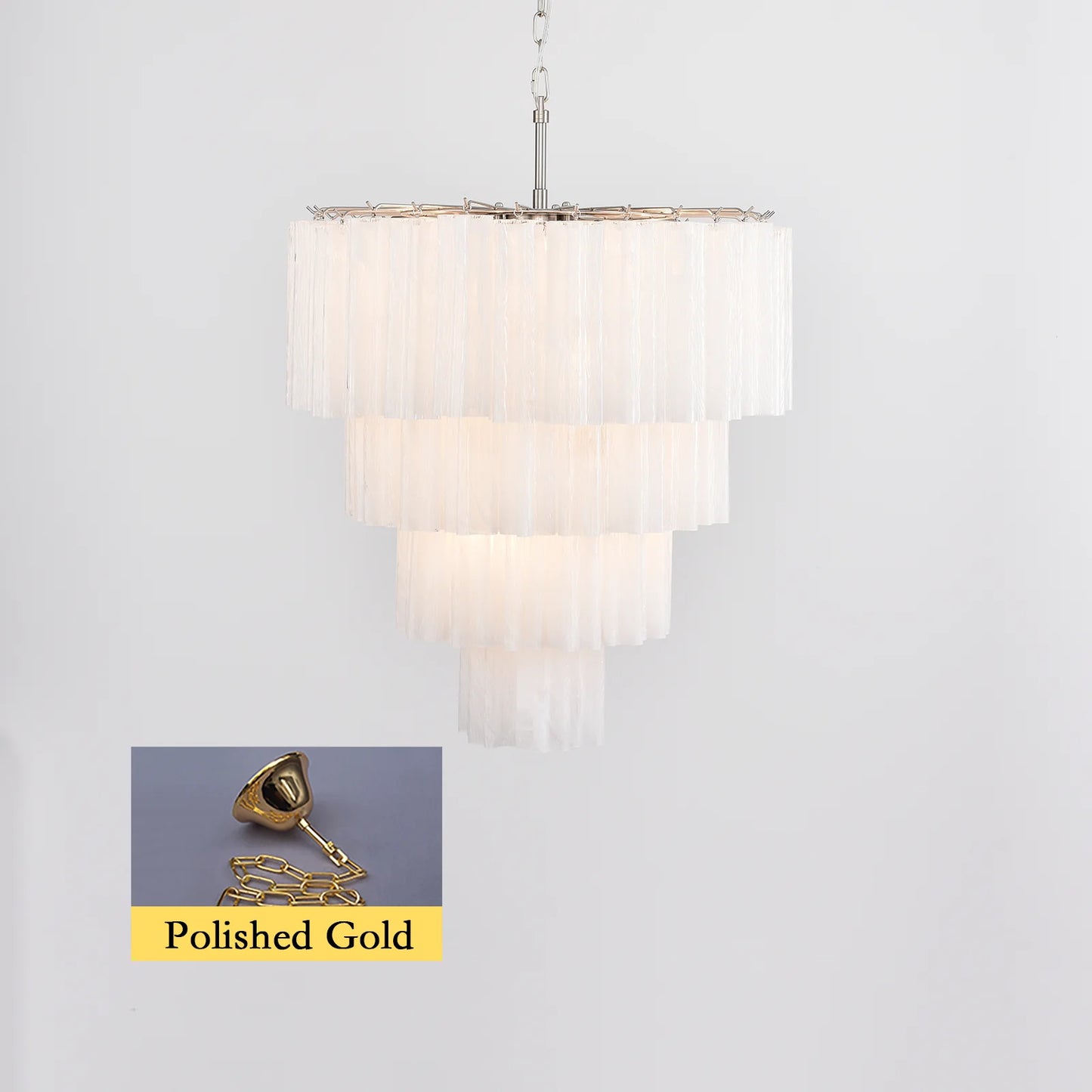 Murano White Glass Tubes Chandelier
