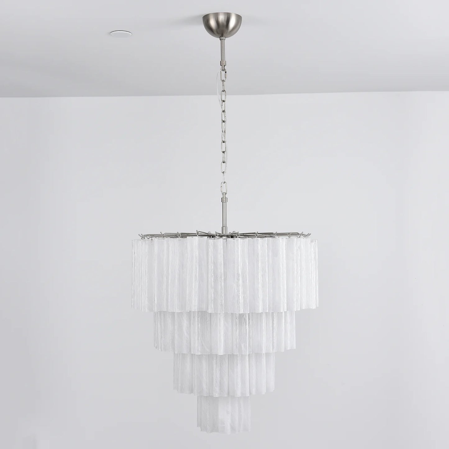 Murano White Glass Tubes Chandelier