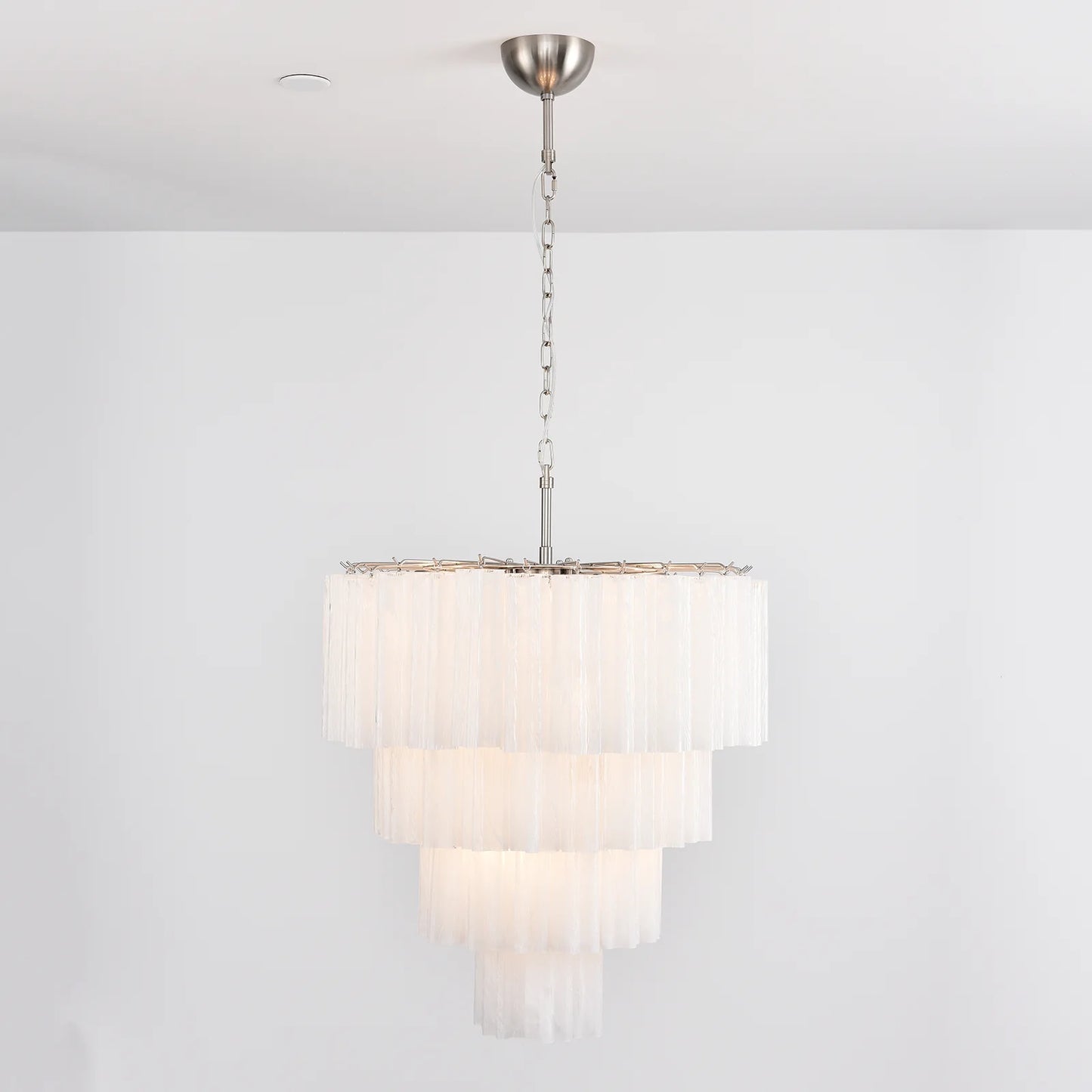 Murano White Glass Tubes Chandelier
