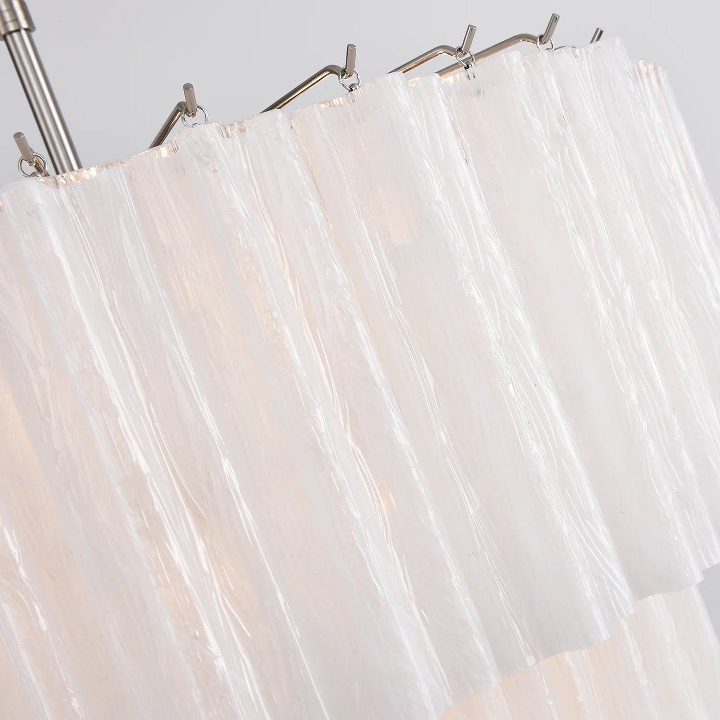 Murano White Glass Tubes Chandelier