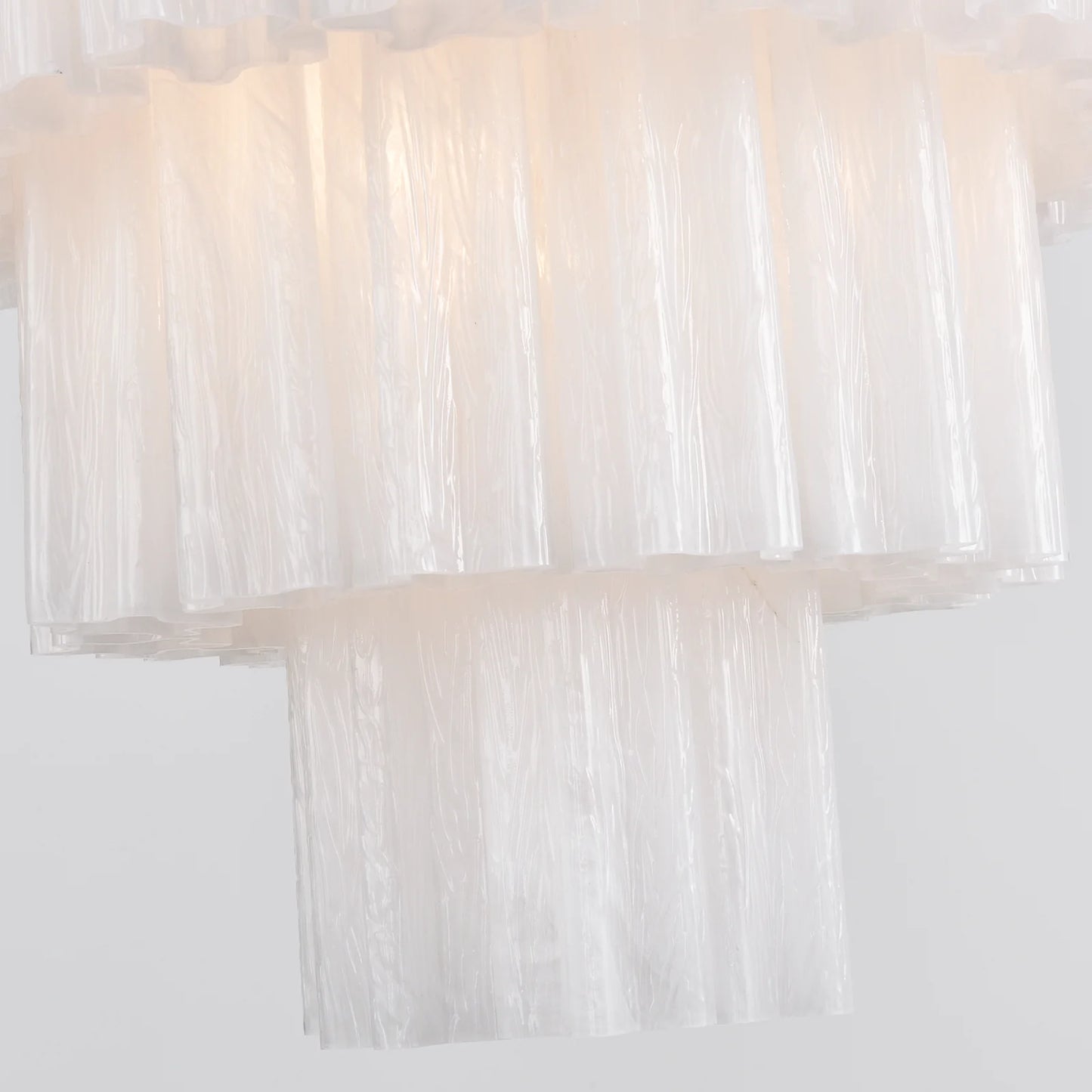 Murano White Glass Tubes Chandelier