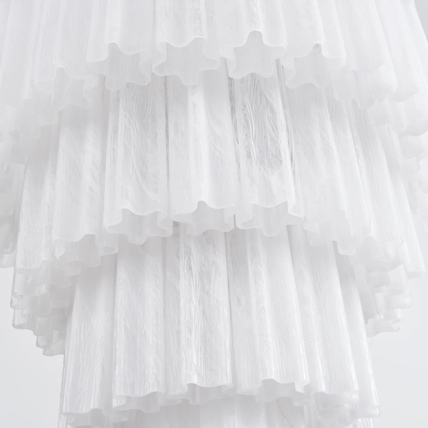 Murano White Glass Tubes Chandelier