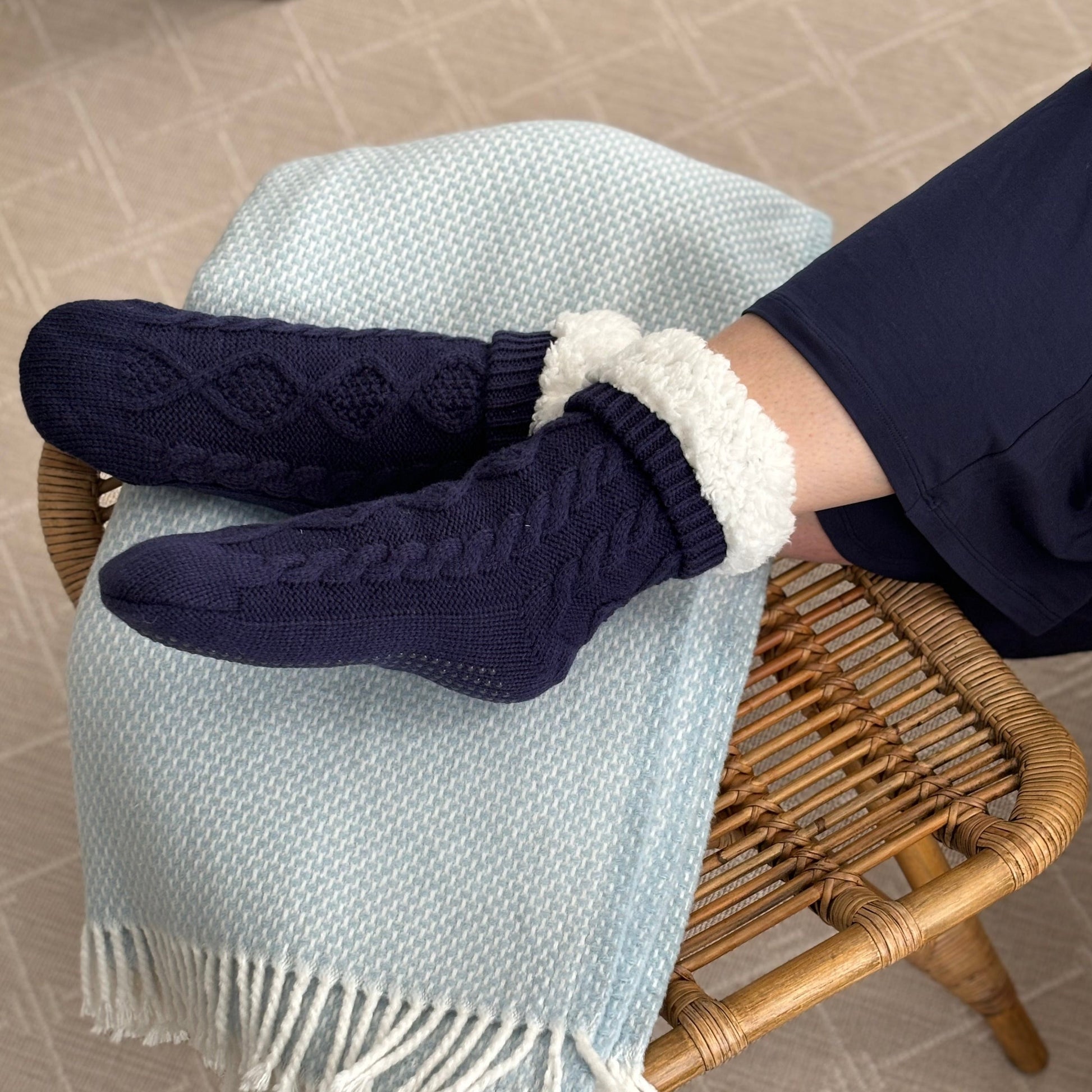 Slipper Socks in Navy Blue