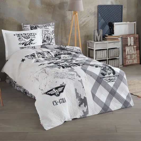 Hobby Sky Force Gray Kapitone Duvet Cover Set