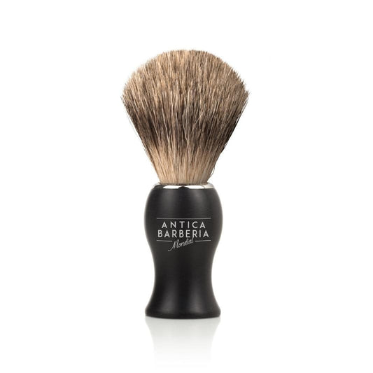 Panther Black Brushed Aluminum Lathering Brush with Best Badger Knot