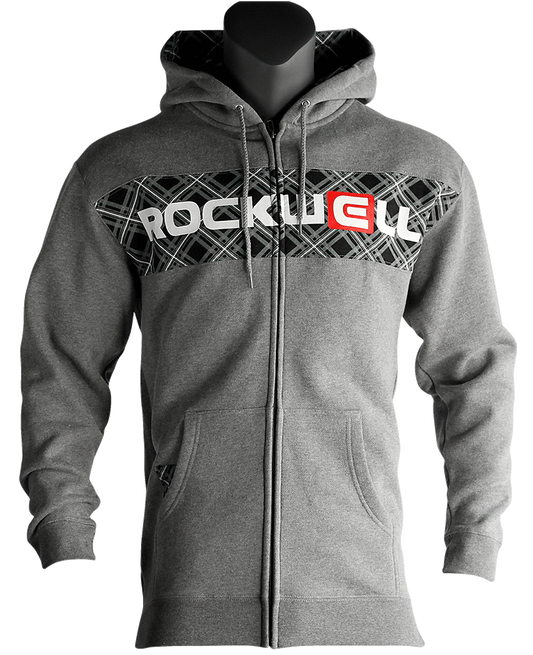 Gray Plaid Block Zip Hoodie