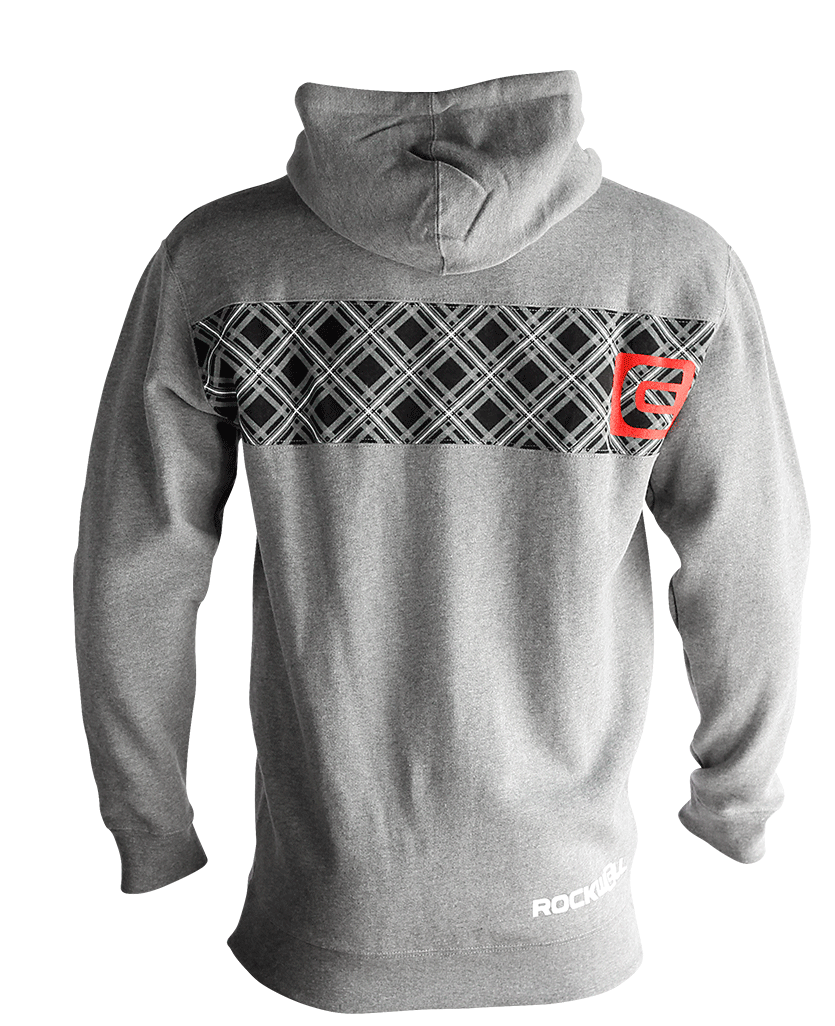 Gray Plaid Block Zip Hoodie