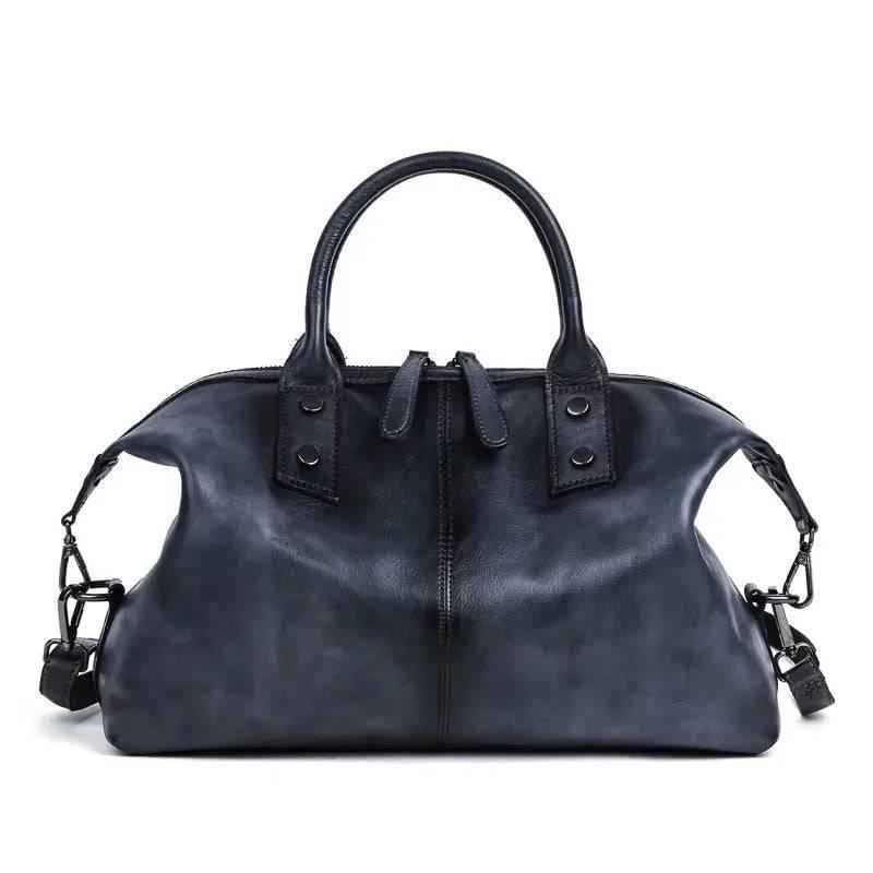 Rustic Luxury Vintage Calfskin Leather Duffle Bag