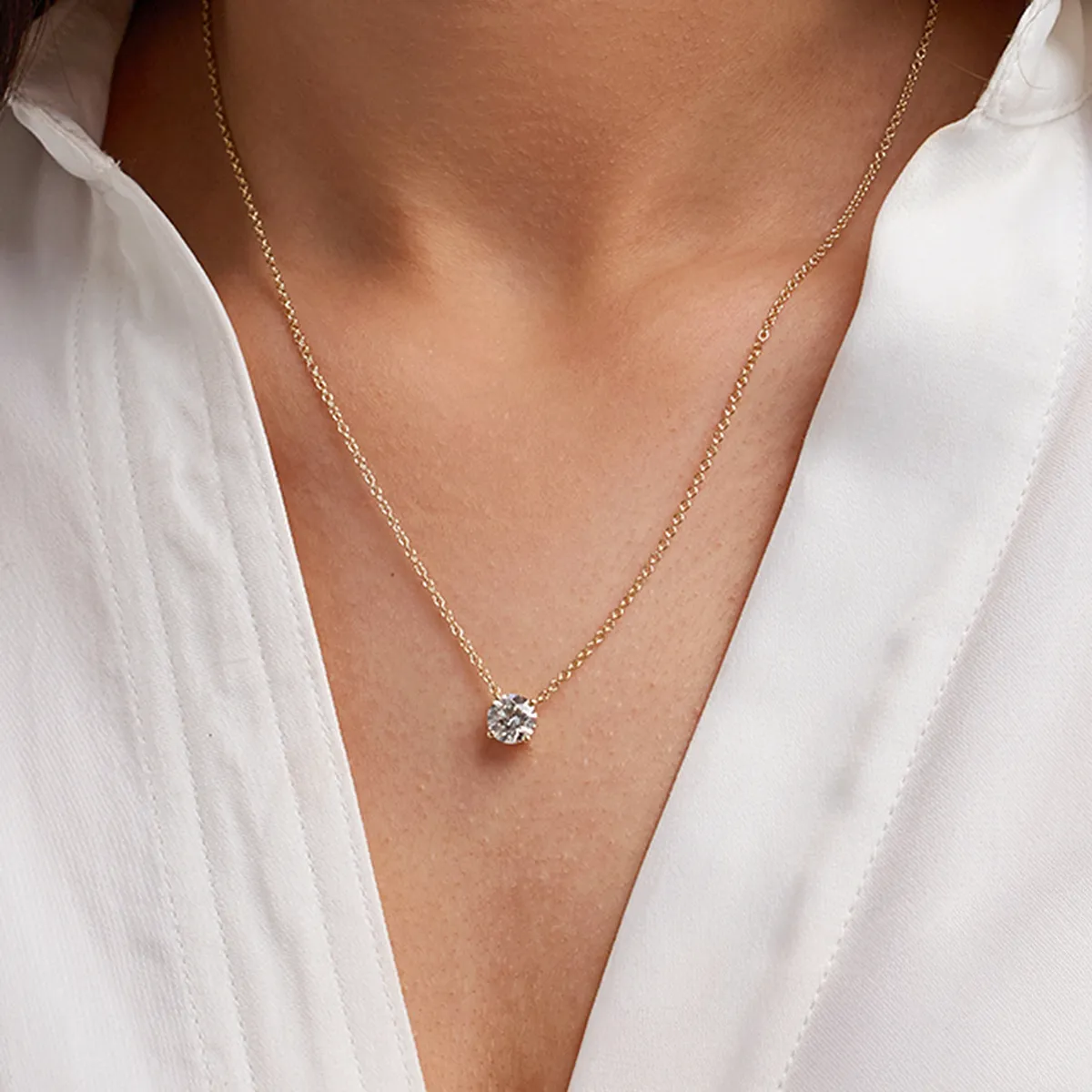 2.00 CTW Lab Grown Round F/G VS1 Diamond Floating Solitaire Pendant