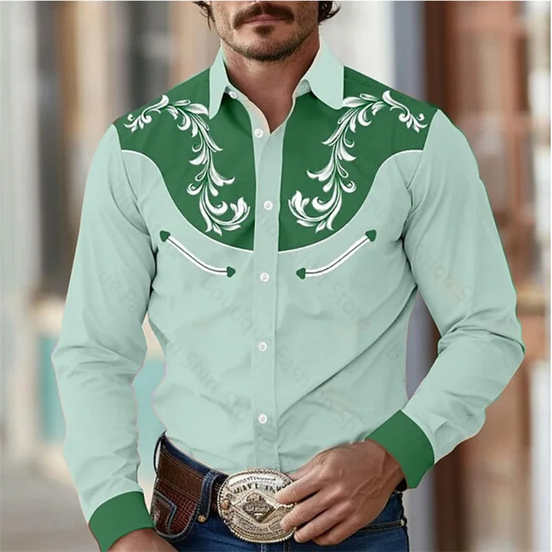 Men Shirt - Floral Retro Western Style for Every Season