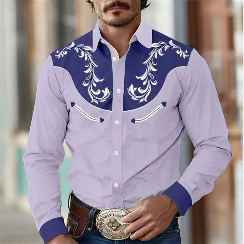 Men Shirt - Floral Retro Western Style for Every Season