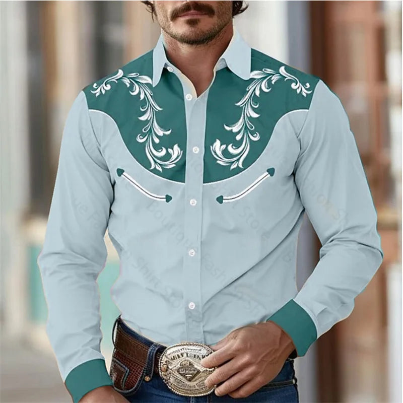 Men Shirt - Floral Retro Western Style for Every Season