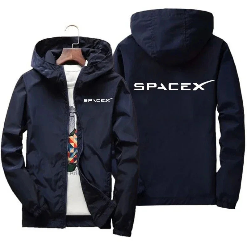 Men's Space X Logo Hoodies - Lightweight Zip Jacket