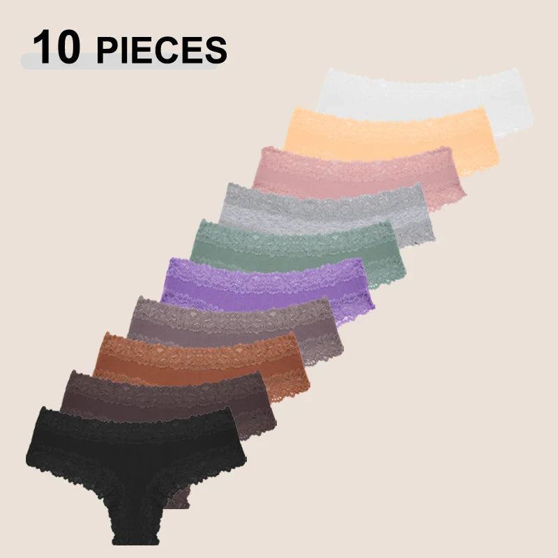 10PCS/Set Women Lace Cotton Panties