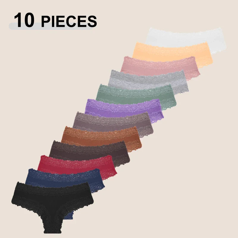 10PCS/Set Women Lace Cotton Panties