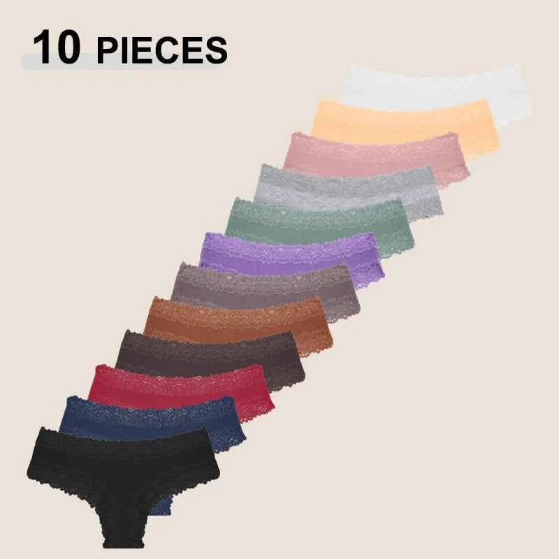 10PCS/Set Women Lace Cotton Panties