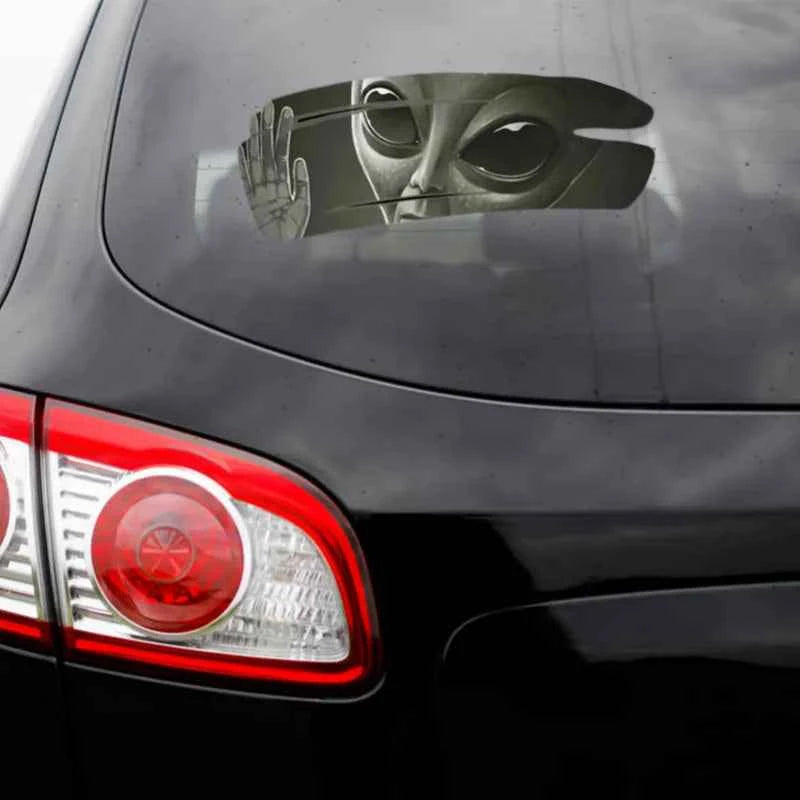 3D Alien Cracked Car Vinyl Sticker