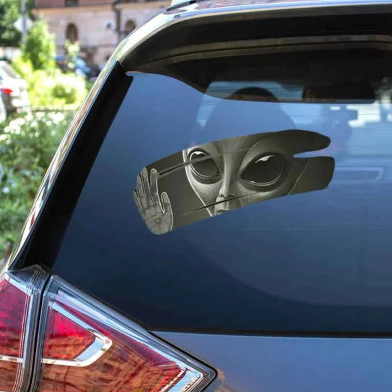 3D Alien Cracked Car Vinyl Sticker