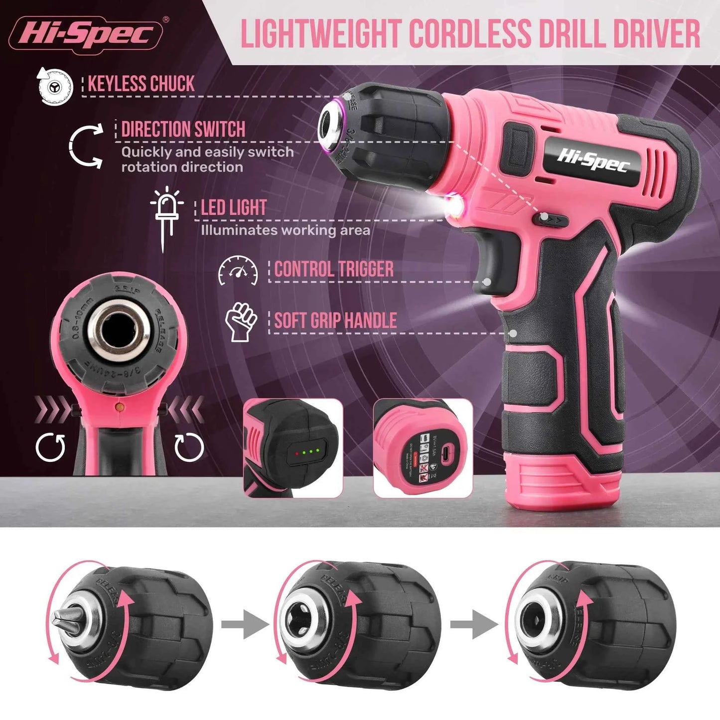 133-Piece Pink Power Tool Set