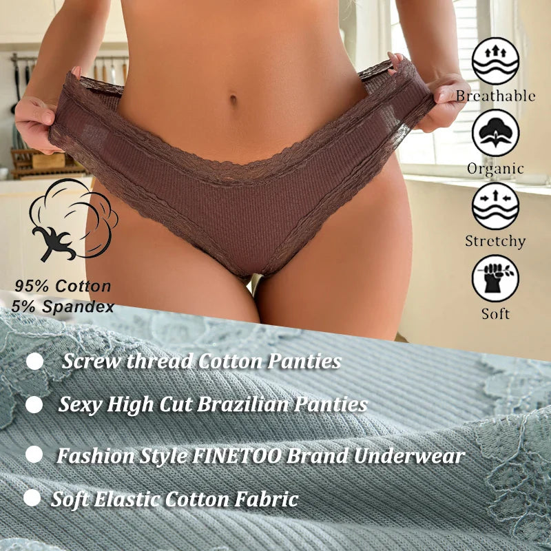 10PCS/Set Women Lace Cotton Panties