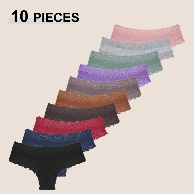 10PCS/Set Women Lace Cotton Panties
