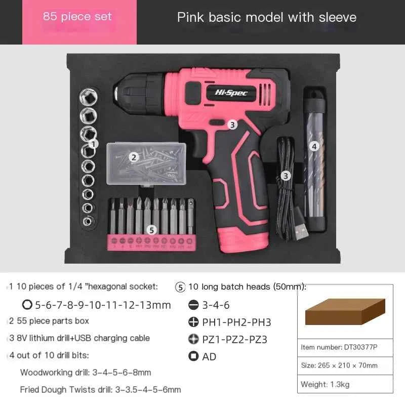 133-Piece Pink Power Tool Set