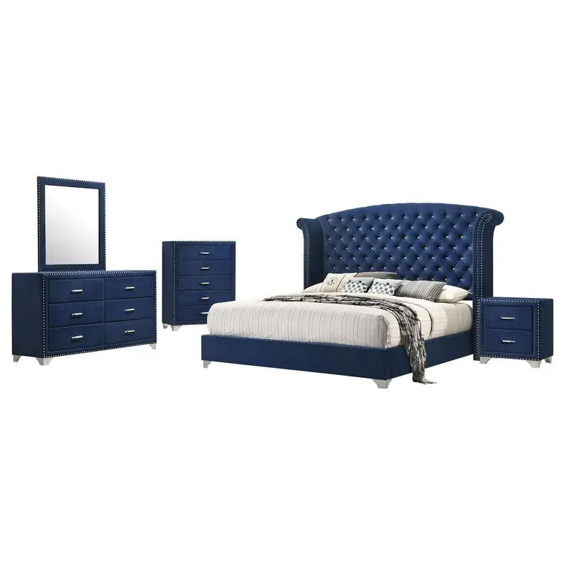 Bedroom Set - Elegant Pacific Blue 5-Piece Eastern King Bedroom Set