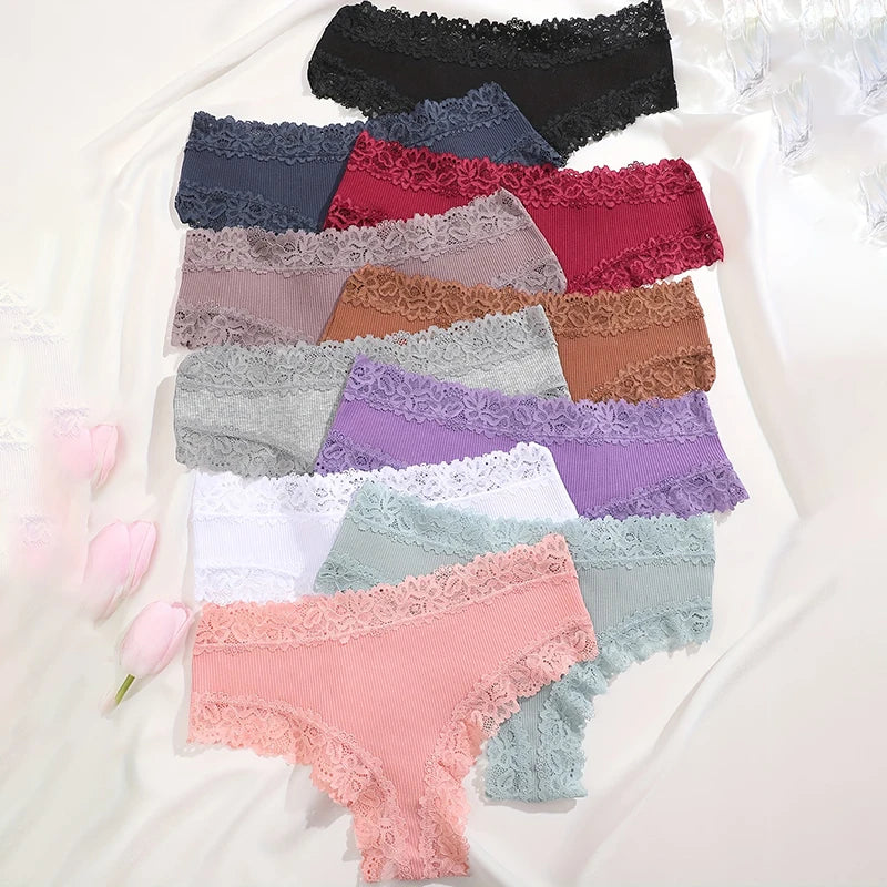 10PCS/Set Women Lace Cotton Panties