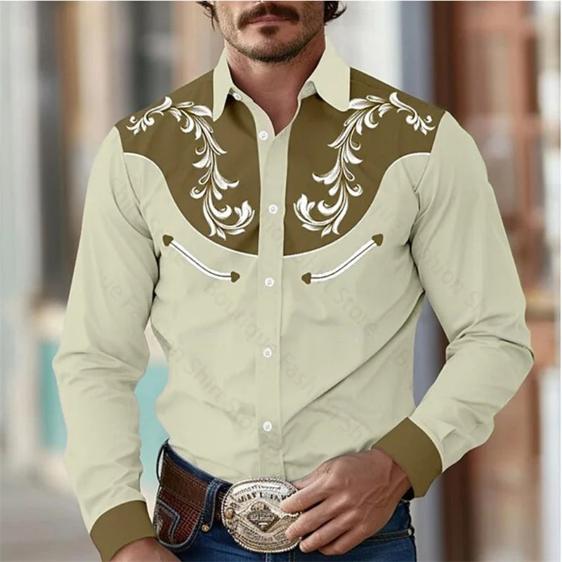 Men Shirt - Floral Retro Western Style for Every Season