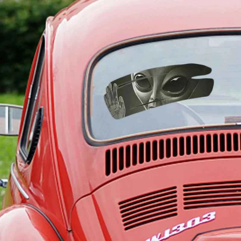 3D Alien Cracked Car Vinyl Sticker
