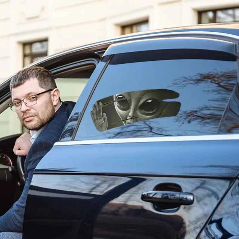 3D Alien Cracked Car Vinyl Sticker